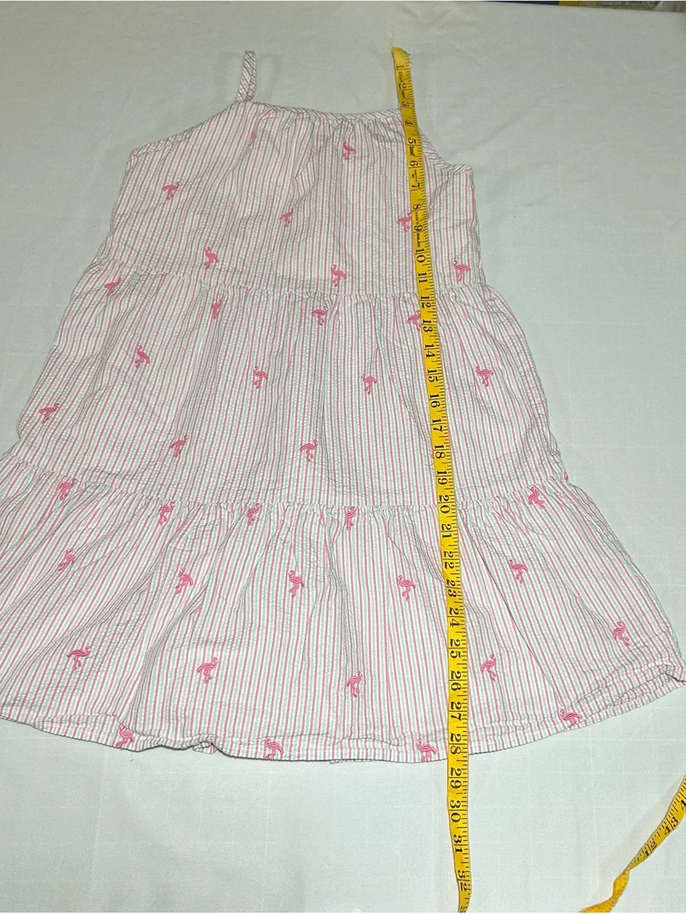Gymboree Girls 8 Pink Green White Striped Flamingo Sundress Summer Tropical